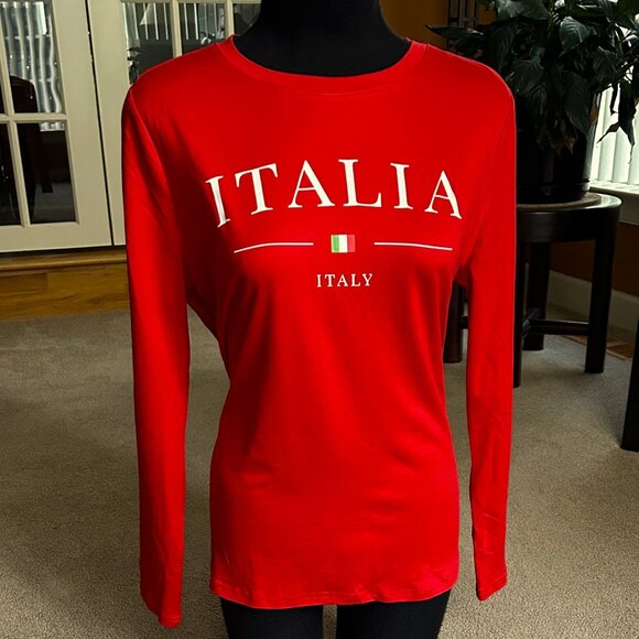 New WOMEN'S ITALY SPORTS TEE-SHIRT Red Size L - Picture 1 of 4